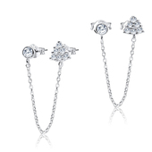 Perfect CZ with Chain Silver Stud Earring STS-4099